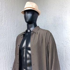 Vintage Yashi Yamamuri Shirt XL Men's Brown Colorful Luxury Shirtl (Italy)